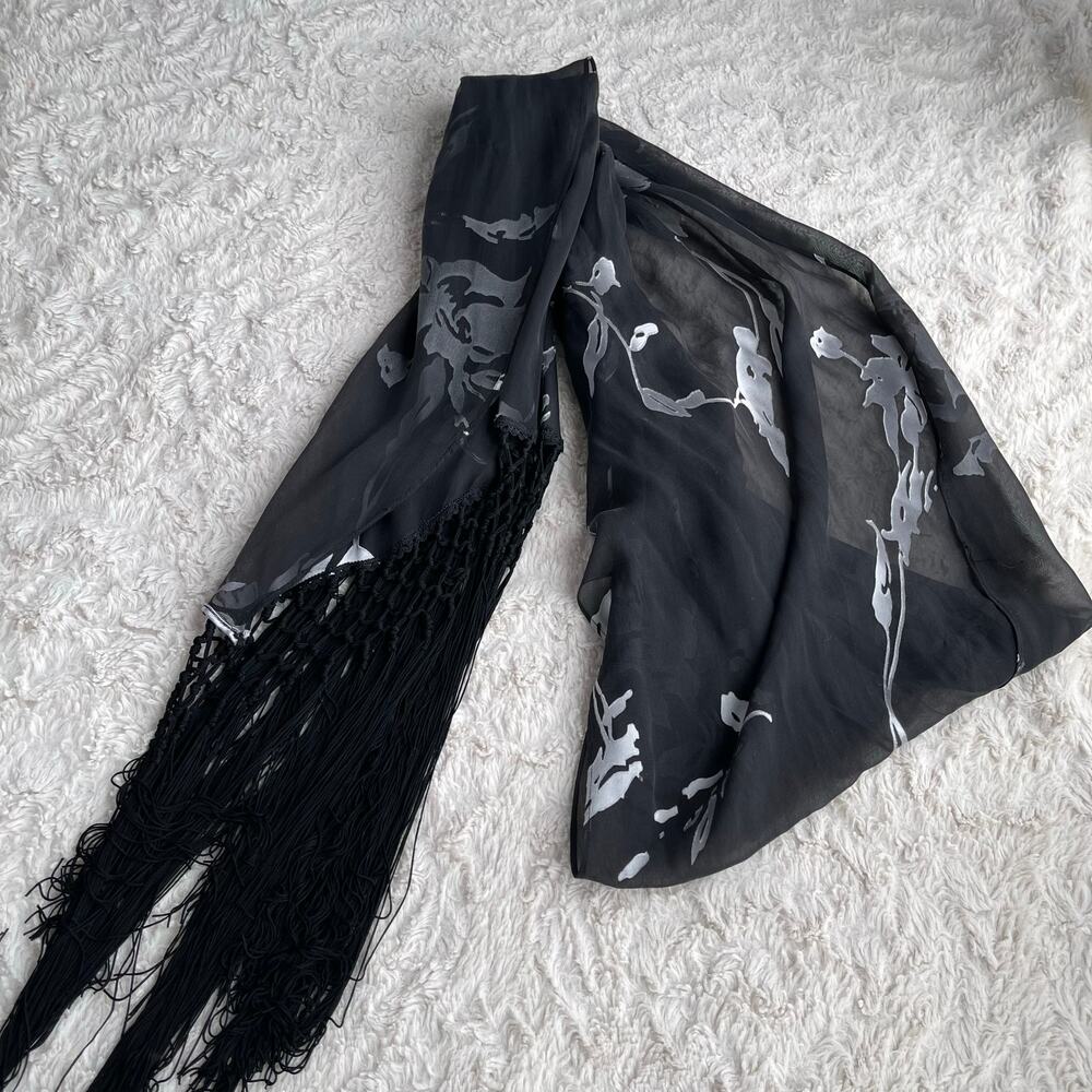 Alex Evenings beaded floral silk slip dress with matching scarf formal cocktail - Picture 11 of 17